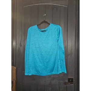 Athletic Works Women's Long Sleeve Crew Neck Athletic Shirt Blue